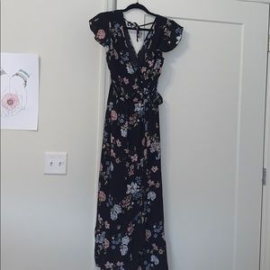 Black Floral Ankle length dresss